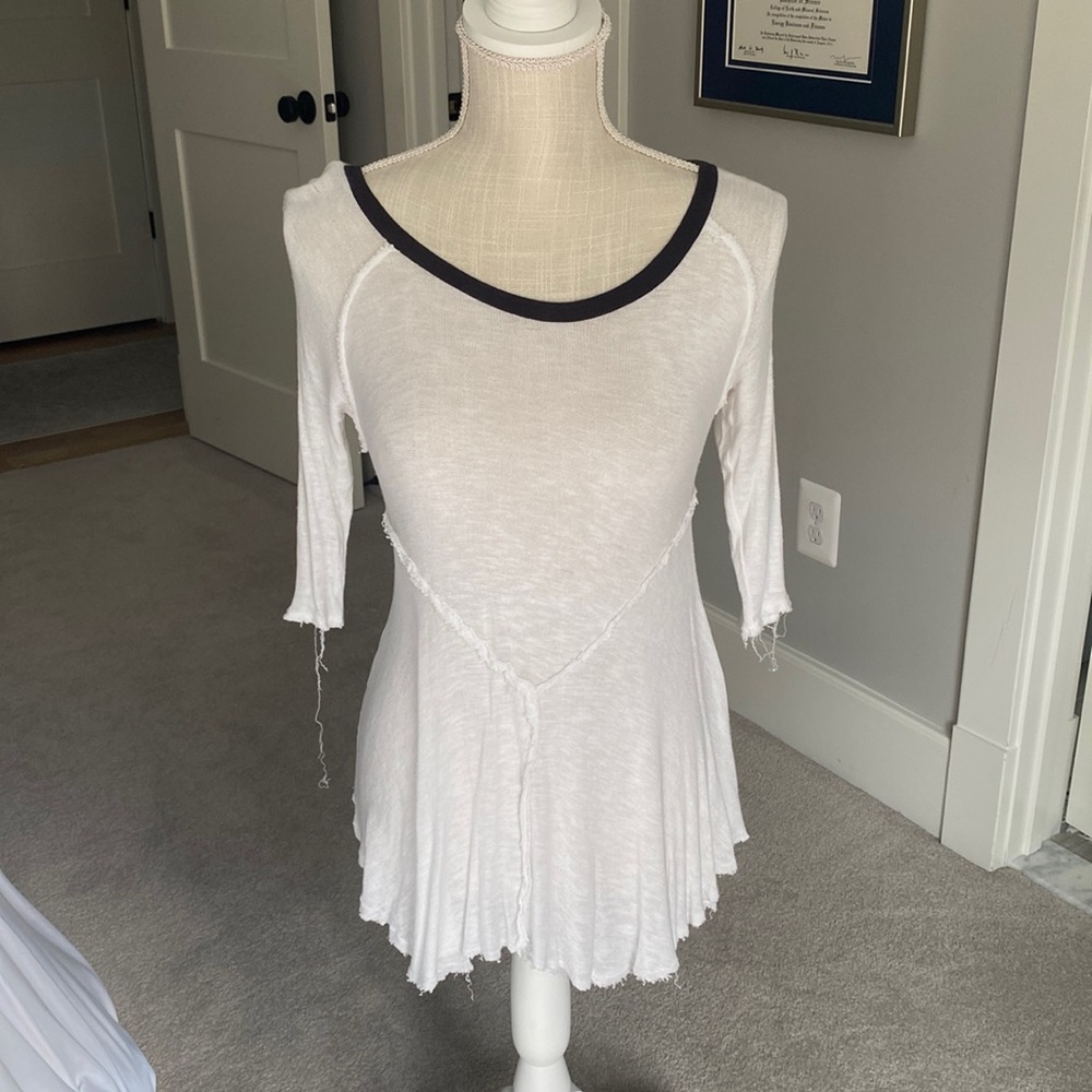 free people 1/2 sleeve off white blouse